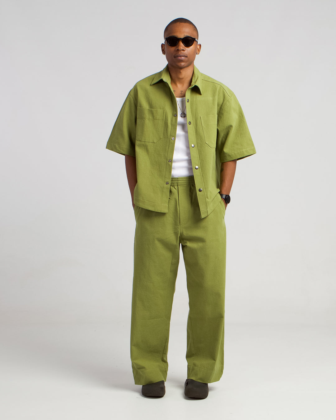 green unisex cotton shirt