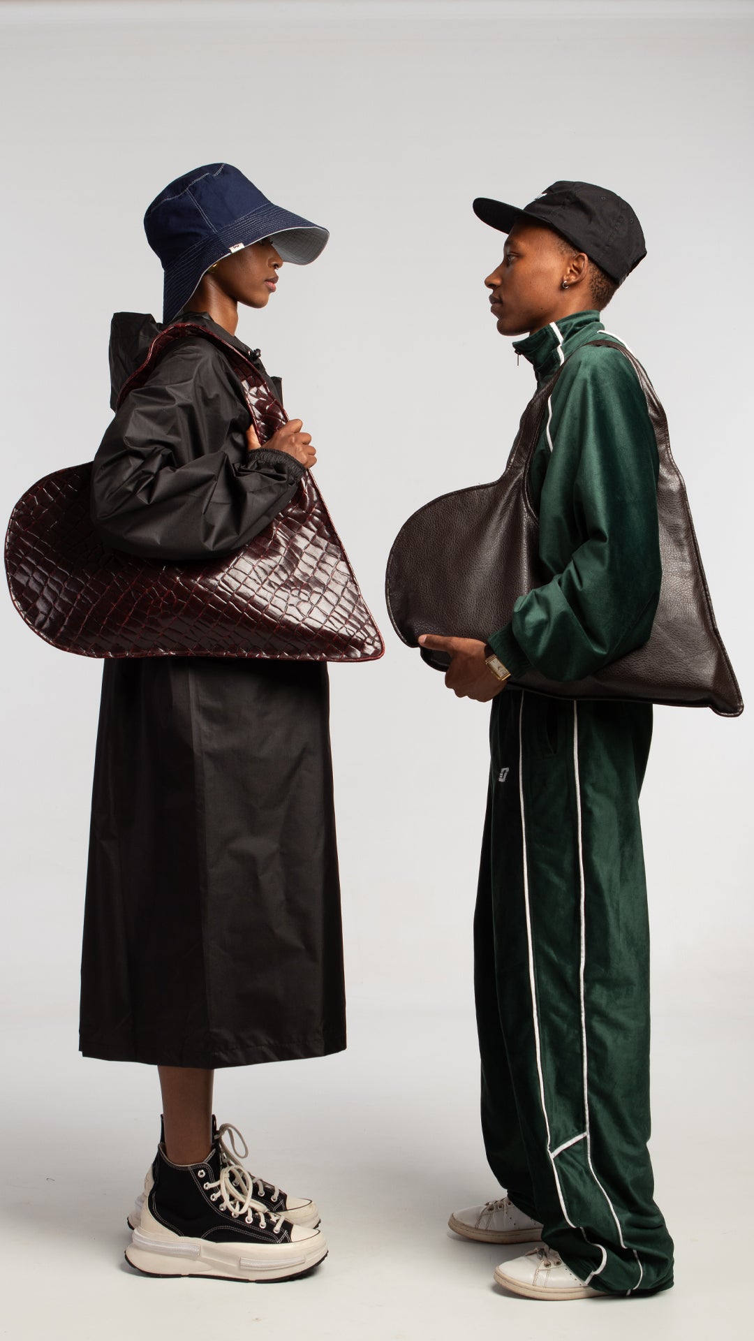 dark brown heart-shaped bag
